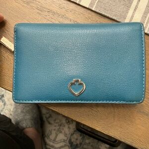 Kate Spade Teal Leather Wallet with Heart Accent